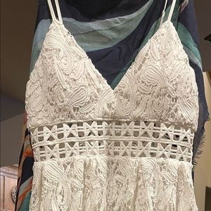 White Lace Mid-Length Cut out Dress